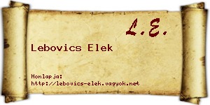 Lebovics Elek névjegykártya